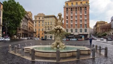 Triton Fountain (Fontana del Tritone) in Rome, Italy