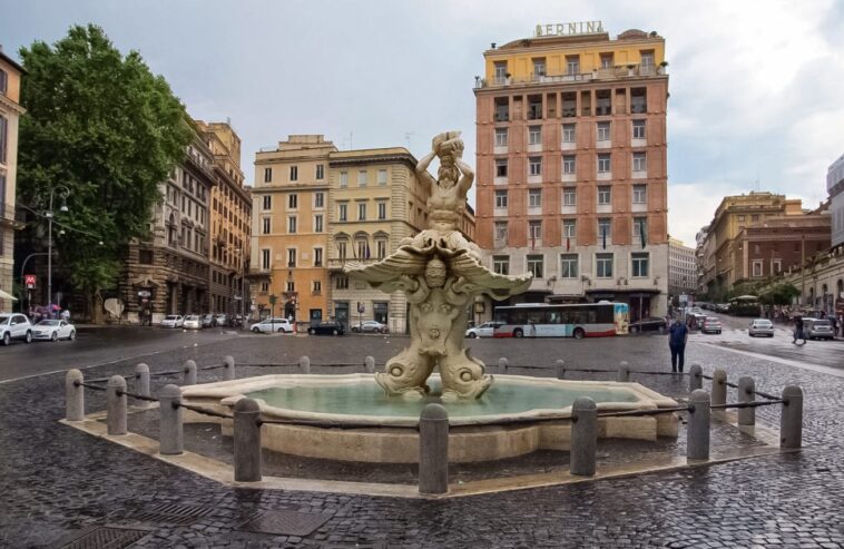 Triton Fountain (Fontana del Tritone) in Rome, Italy