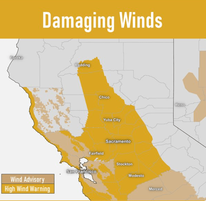 Severe wind warning in effect across Northern California Severe wind warning in effect across Northern California