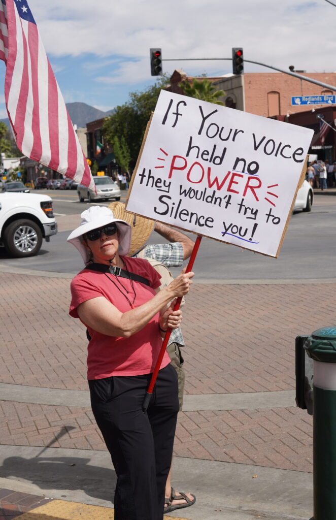 Redlands ‘No Kings’ Rally Draws 3,500 as Teacher, Nurse Voice Fears for Students and Patients